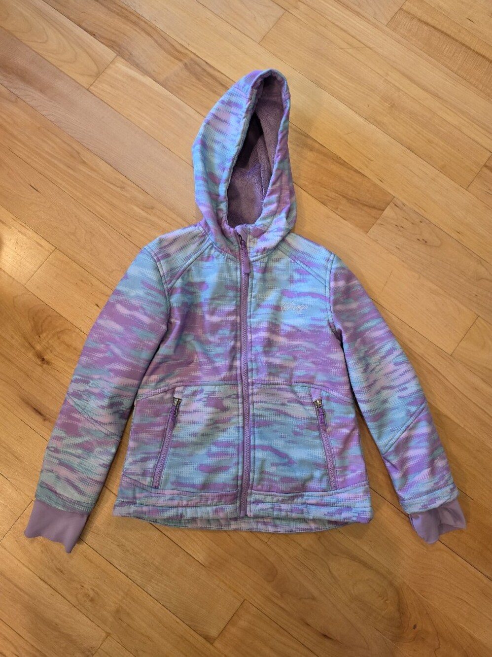 Snozu Kids Pastel Purple & Aqua Hooded Full Zip Jacket